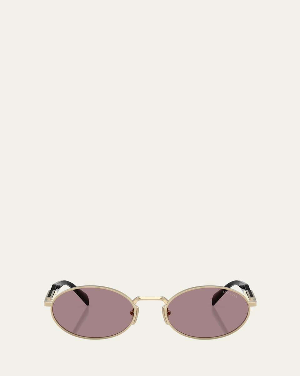 Engraved Logo Metal & Plastic Oval Sunglasses